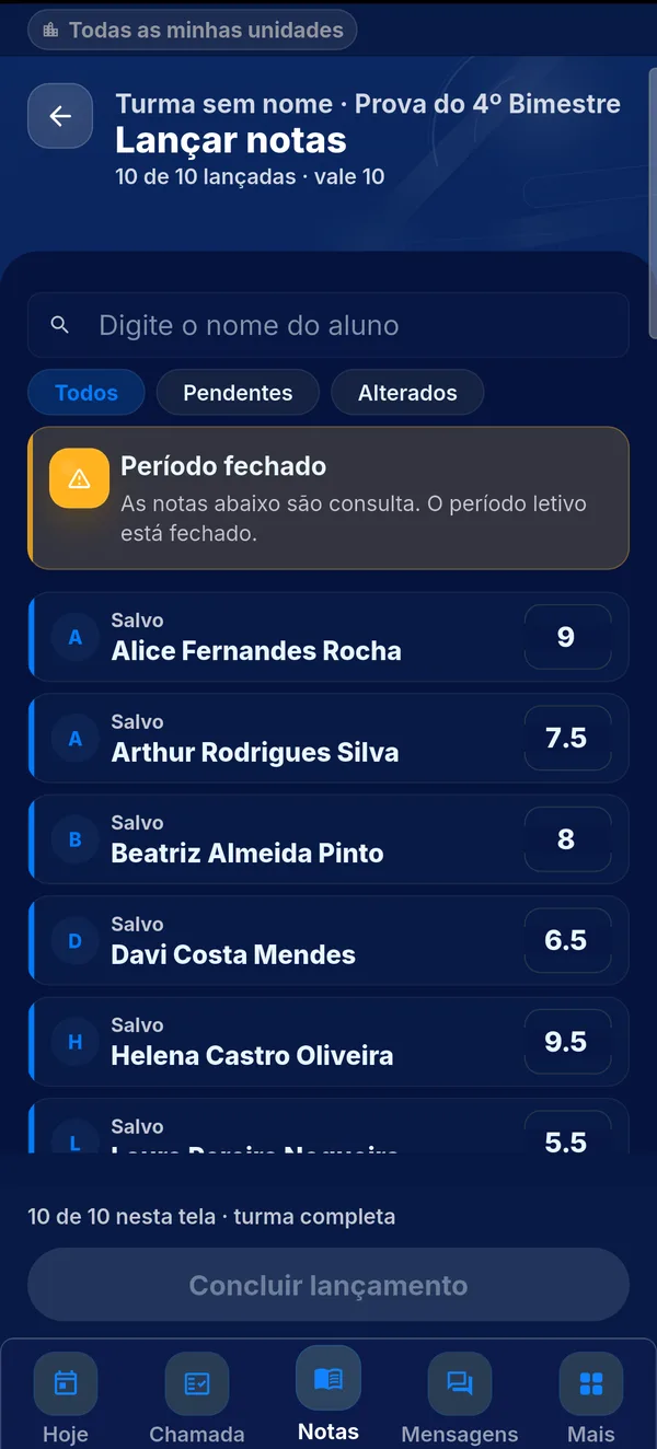 Notas da turma